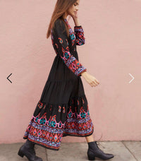 Boho Chic Bohemian Style Embroidered Long Dress - Modestly Vogue 