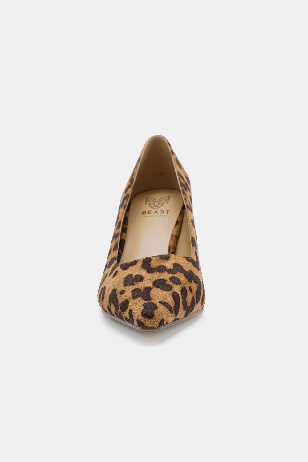 Stylish Heels for Women – Trendy & Comfortable High Heels for Every Occasion | Modestly Vogue Beast Fashion Faux Suede Leopard Point Toe Pumps - Modestly Vogue 