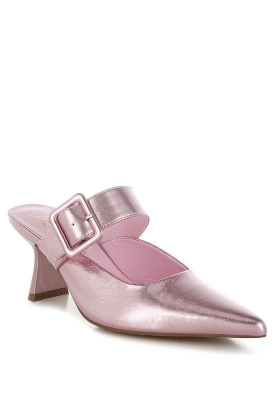 Stylish Heels for Women – Trendy & Comfortable High Heels for Every Occasion | Modestly Vogue Bismi Large Buckle Kitten Heel Mules - Modestly Vogue 