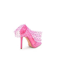 Stylish Heels – Trendy High Heels Occasion | DiscreetPink Barbie Pump with Polka Dot Tulle - Modestly Vogue 