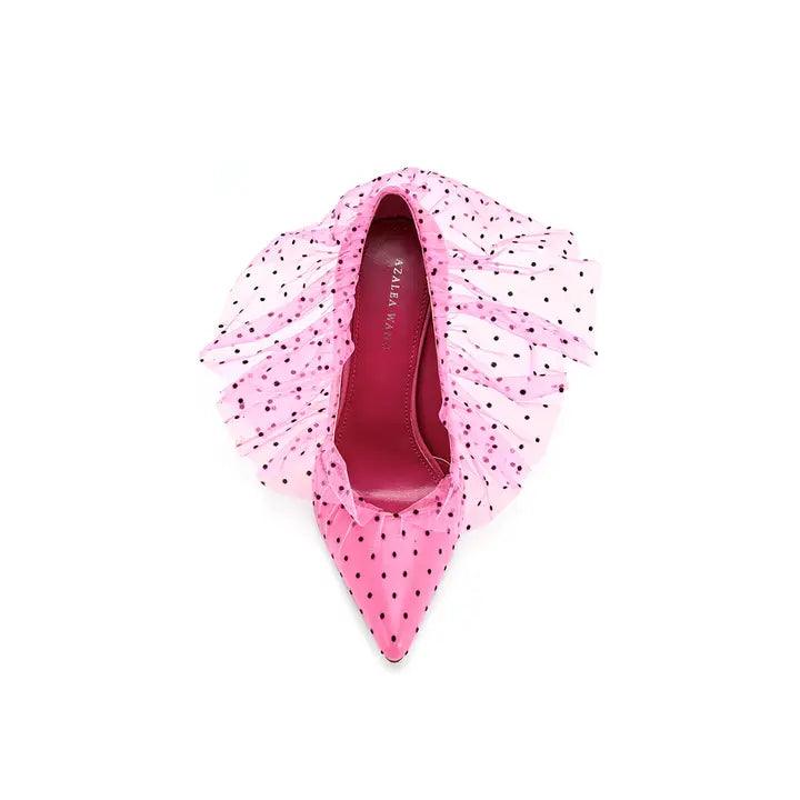 Stylish Heels – Trendy High Heels Occasion | DiscreetPink Barbie Pump with Polka Dot Tulle - Modestly Vogue 