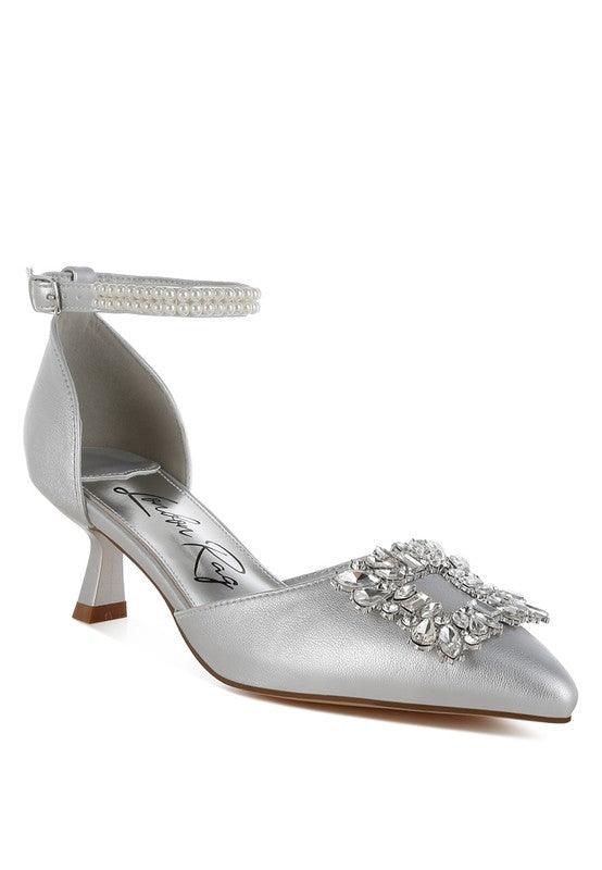 Stylish Heels for Women – Trendy & Comfortable High Heels for Every Occasion | Modestly Vogue Onkana Diamante Brooch Kitten Heel Sandals - Modestly Vogue 