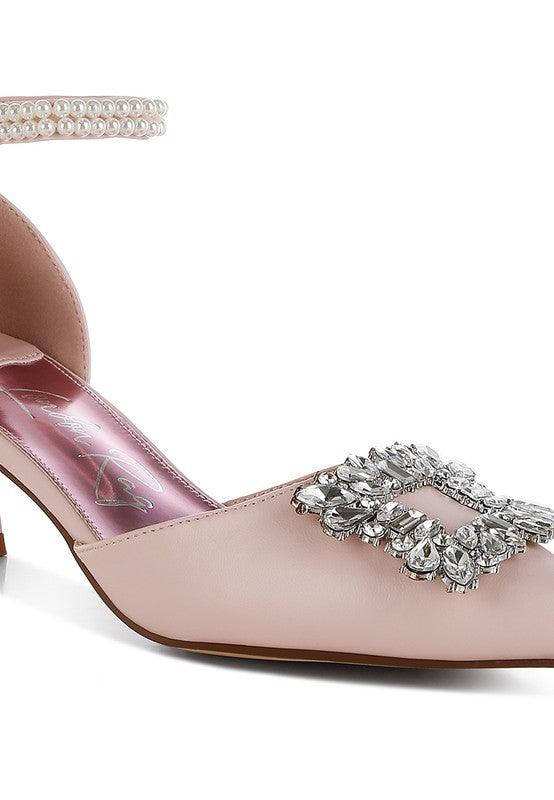 Stylish Heels for Women – Trendy & Comfortable High Heels for Every Occasion | Modestly Vogue Onkana Diamante Brooch Kitten Heel Sandals - Modestly Vogue 