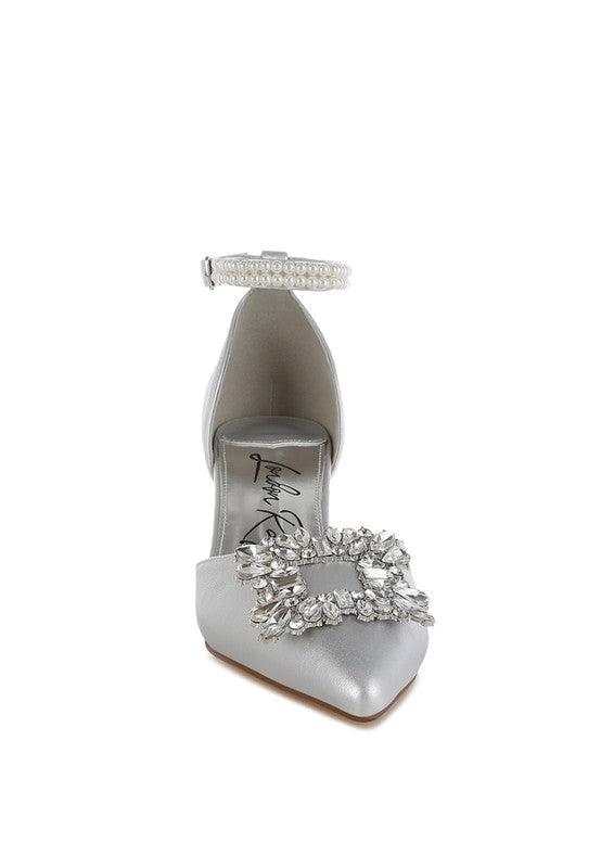 Stylish Heels for Women – Trendy & Comfortable High Heels for Every Occasion | Modestly Vogue Onkana Diamante Brooch Kitten Heel Sandals - Modestly Vogue 