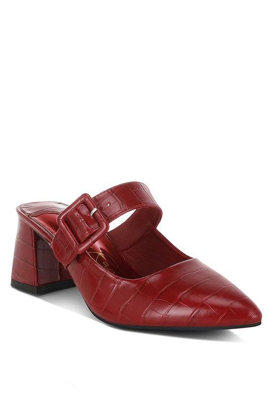 Stylish Heels for Women – Trendy & Comfortable High Heels for Every Occasion | Modestly Vogue Pinacola Croco Buckle Strap Detail Mules - Modestly Vogue 