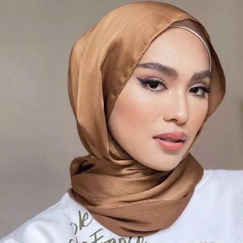 Stylish & Modest Hijabs for Women – Trendy, Elegant Hijab Collection | Modestly Vogue Hot Premium Satin Crinkle Hijab Scarf Chiffon Shawl Plain Muslim Women - Modestly Vogue 