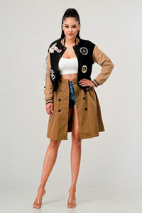 Stylish Outerwear for Women – Trendy Jackets, Coats & More for Every Season | Modestly Vogue Athina Black Queen letterman Jacket - Modestly Vogue 