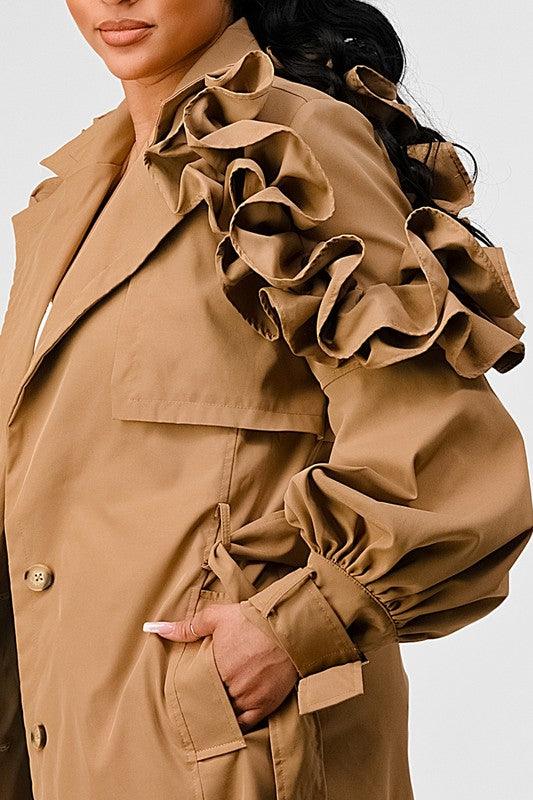 Stylish Outerwear for Women – Trendy Jackets, Coats & More for Every Season | Modestly Vogue ATHINA FALL TRANSTION FLORAL SLEEVE TRENCH COAT - Modestly Vogue 