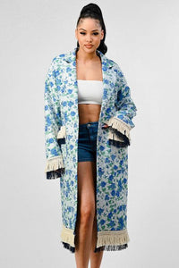 Women – Jackets, Coats More | ATHINA FLORAL PRINT TASSLE TRENCH COAT - Modestly Vogue 