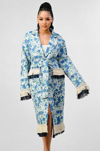 Women – Jackets, Coats More | ATHINA FLORAL PRINT TASSLE TRENCH COAT - Modestly Vogue 