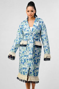 Women – Jackets, Coats More | ATHINA FLORAL PRINT TASSLE TRENCH COAT - Modestly Vogue 