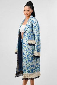 Women – Jackets, Coats More | ATHINA FLORAL PRINT TASSLE TRENCH COAT - Modestly Vogue 