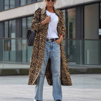 Stylish Outerwear for Women – Trendy Jackets, Coats & More for Every Season | Modestly Vogue Autumn Winter Printed Leopard Print Collared Women Windbreaker Loose Casual Long Sleeves Coat - Modestly Vogue 