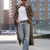 Stylish Outerwear for Women – Trendy Jackets, Coats & More for Every Season | Modestly Vogue Autumn Winter Printed Leopard Print Collared Women Windbreaker Loose Casual Long Sleeves Coat - Modestly Vogue 