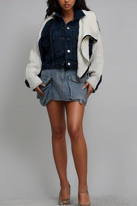 Denim – Jackets, Coats | and Knit Multi Fabric Jacket - Modestly Vogue 