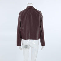 Wine Red Faux Leather Jacket Coat for Women | Trendy Outerwear for Fall & Winter - Modestly Vogue 