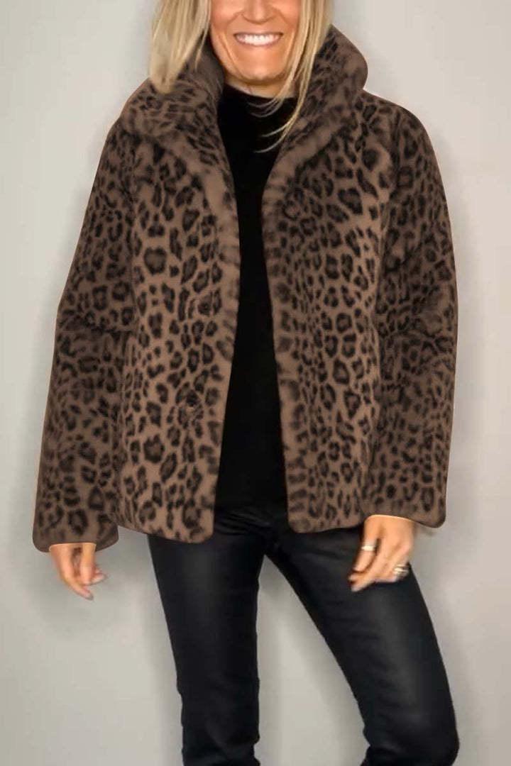 Stylish Outerwear for Women – Trendy Jackets, Coats & More for Every Season | Modestly Vogue Fall Winter Leopard Print Plush Mid Length Coat - Modestly Vogue 