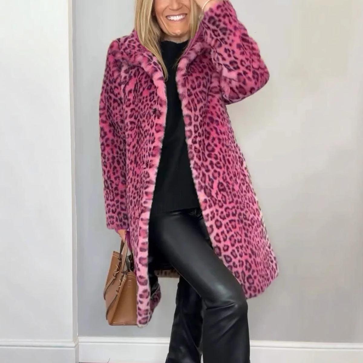 Stylish Outerwear for Women – Trendy Jackets, Coats & More for Every Season | Modestly Vogue Fall Winter Leopard Print Plush Mid Length Coat - Modestly Vogue 