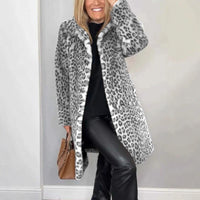 Stylish Outerwear for Women – Trendy Jackets, Coats & More for Every Season | Modestly Vogue Fall Winter Leopard Print Plush Mid Length Coat - Modestly Vogue 