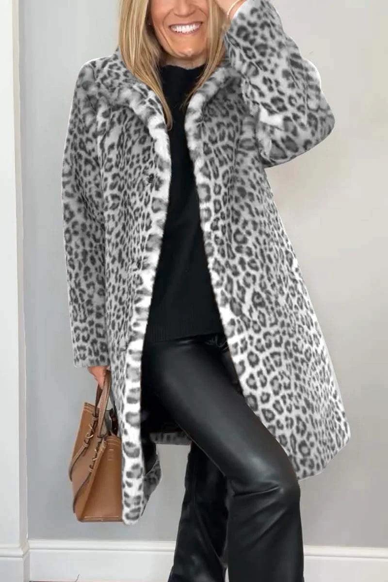 Stylish Outerwear for Women – Trendy Jackets, Coats & More for Every Season | Modestly Vogue Fall Winter Leopard Print Plush Mid Length Coat - Modestly Vogue 