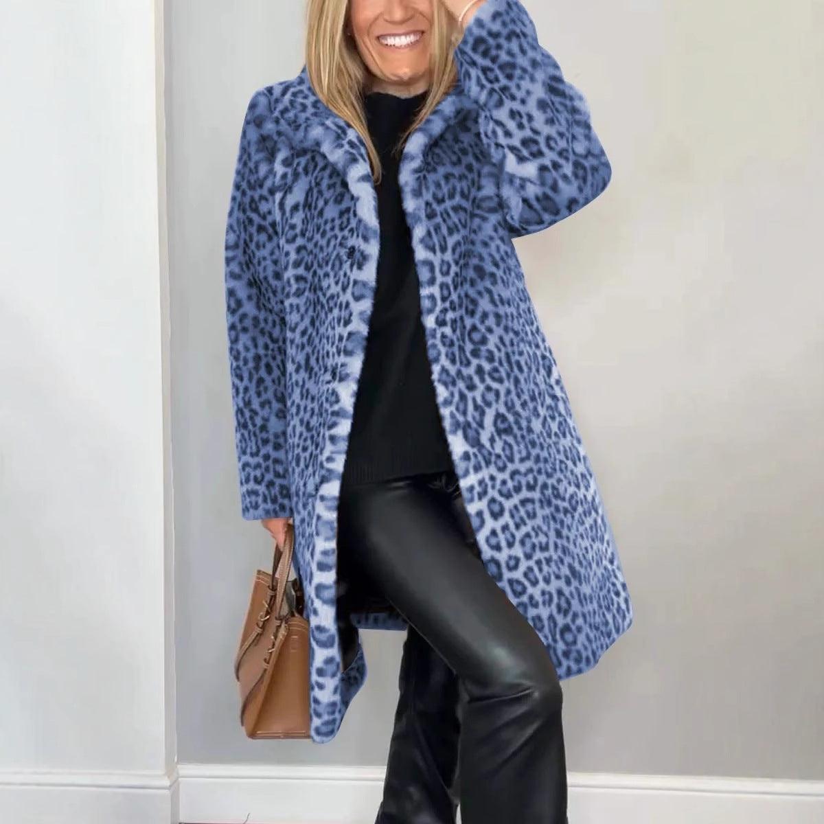 Stylish Outerwear for Women – Trendy Jackets, Coats & More for Every Season | Modestly Vogue Fall Winter Leopard Print Plush Mid Length Coat - Modestly Vogue 