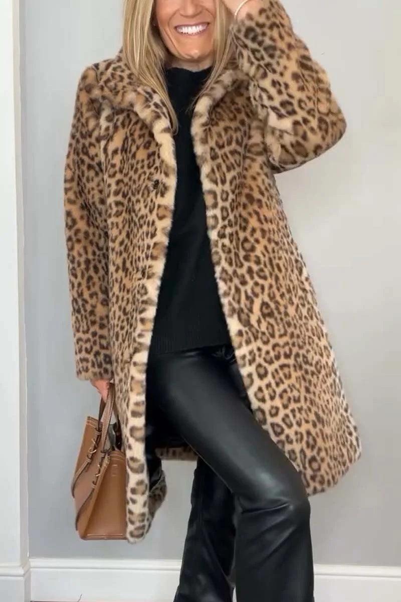 Stylish Outerwear for Women – Trendy Jackets, Coats & More for Every Season | Modestly Vogue Fall Winter Leopard Print Plush Mid Length Coat - Modestly Vogue 