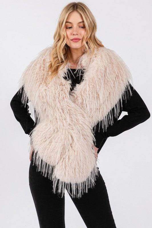 Stylish Outerwear for Women – Trendy Jackets, Coats & More for Every Season | Modestly Vogue Faux Fur Iconic Pull Through Shawl - Modestly Vogue 