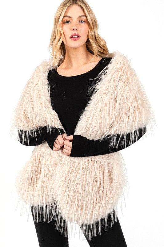 Stylish Outerwear for Women – Trendy Jackets, Coats & More for Every Season | Modestly Vogue Faux Fur Iconic Pull Through Shawl - Modestly Vogue 