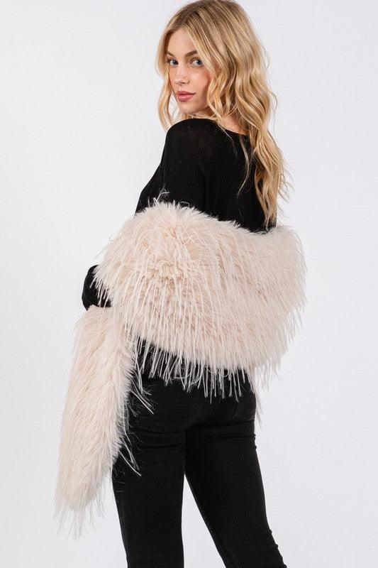 Stylish Outerwear for Women – Trendy Jackets, Coats & More for Every Season | Modestly Vogue Faux Fur Iconic Pull Through Shawl - Modestly Vogue 