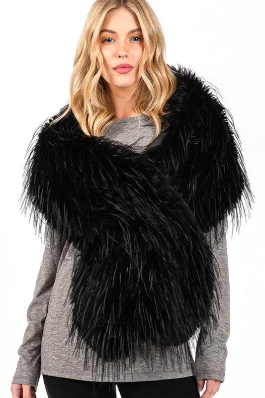 Stylish Outerwear for Women – Trendy Jackets, Coats & More for Every Season | Modestly Vogue Faux Fur Iconic Pull Through Shawl - Modestly Vogue 