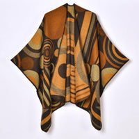 Stylish Outerwear for Women – Trendy Jackets, Coats & More for Every Season | Modestly Vogue Geometric Abstract Abstract Line Stitching Women Autumn Winter Warm Split Shawl Cape Outer Decorative Scarf - Modestly Vogue 