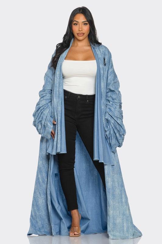 Denim Outerwear – Jackets, Coats Season | Maxi Duster Coat - Modestly Vogue 