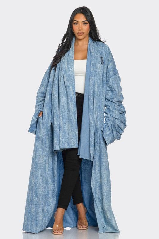 Denim Outerwear – Jackets, Coats Season | Maxi Duster Coat - Modestly Vogue 