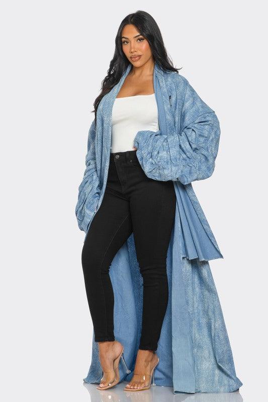 Denim Outerwear – Jackets, Coats Season | Maxi Duster Coat - Modestly Vogue 