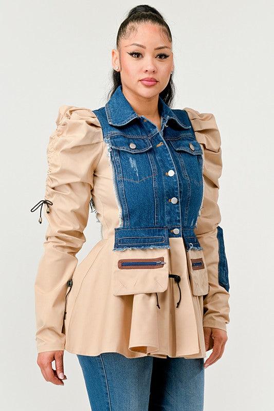 Denim – Jackets, Coats | Peplum Panache Jacket - Modestly Vogue 