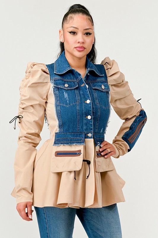 Denim – Jackets, Coats | Peplum Panache Jacket - Modestly Vogue 