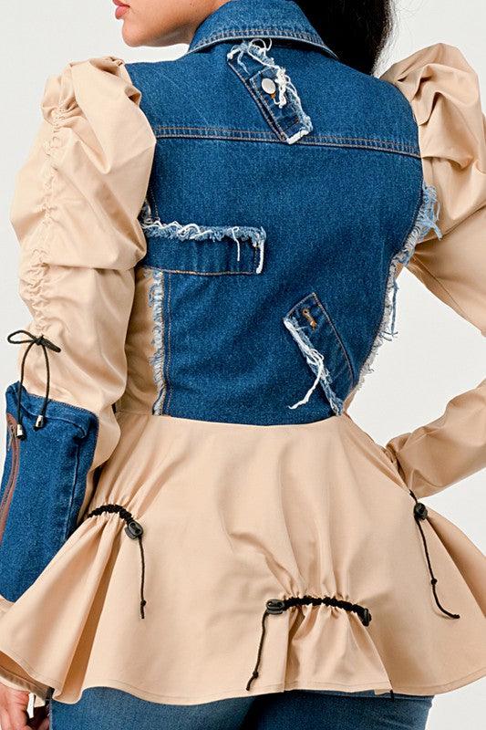 Denim – Jackets, Coats | Peplum Panache Jacket - Modestly Vogue 