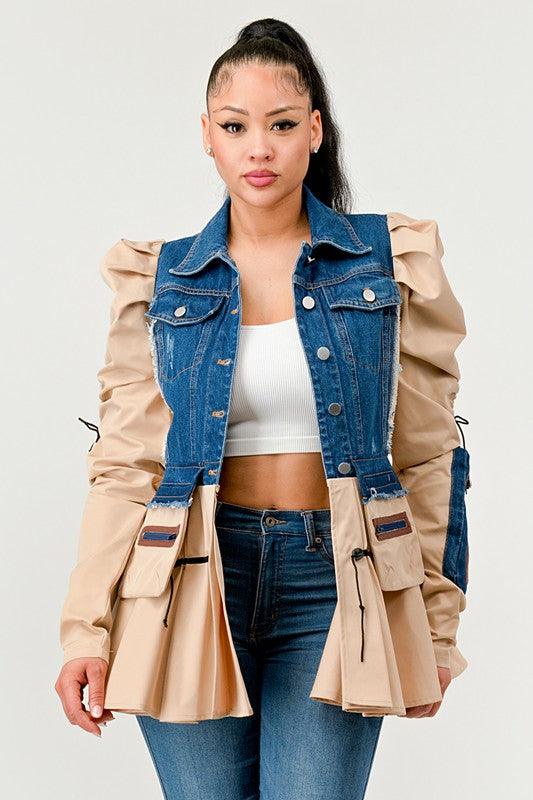 Denim – Jackets, Coats | Peplum Panache Jacket - Modestly Vogue 