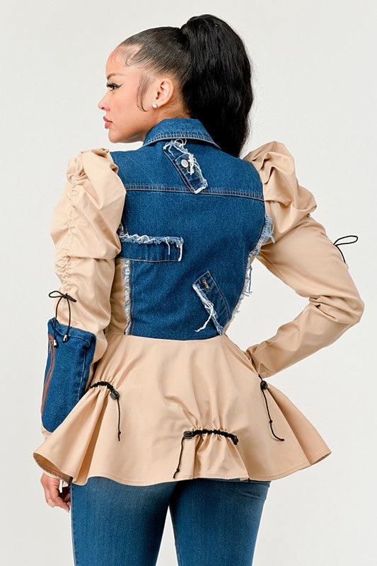 Denim – Jackets, Coats | Peplum Panache Jacket - Modestly Vogue 