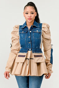 Denim – Jackets, Coats | Peplum Panache Jacket - Modestly Vogue 