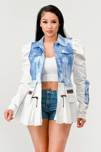 Denim – Jackets, Coats | Peplum Panache Jacket - Modestly Vogue 