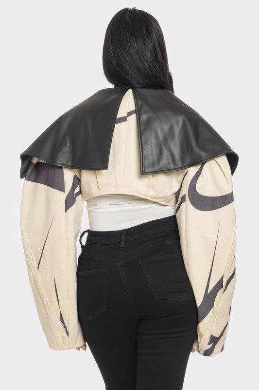 Women – Jackets, Coats More | Two-Tone Puff Sleeve Bomber Jacket - Modestly Vogue 