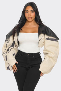 Women – Jackets, Coats More | Two-Tone Puff Sleeve Bomber Jacket - Modestly Vogue 