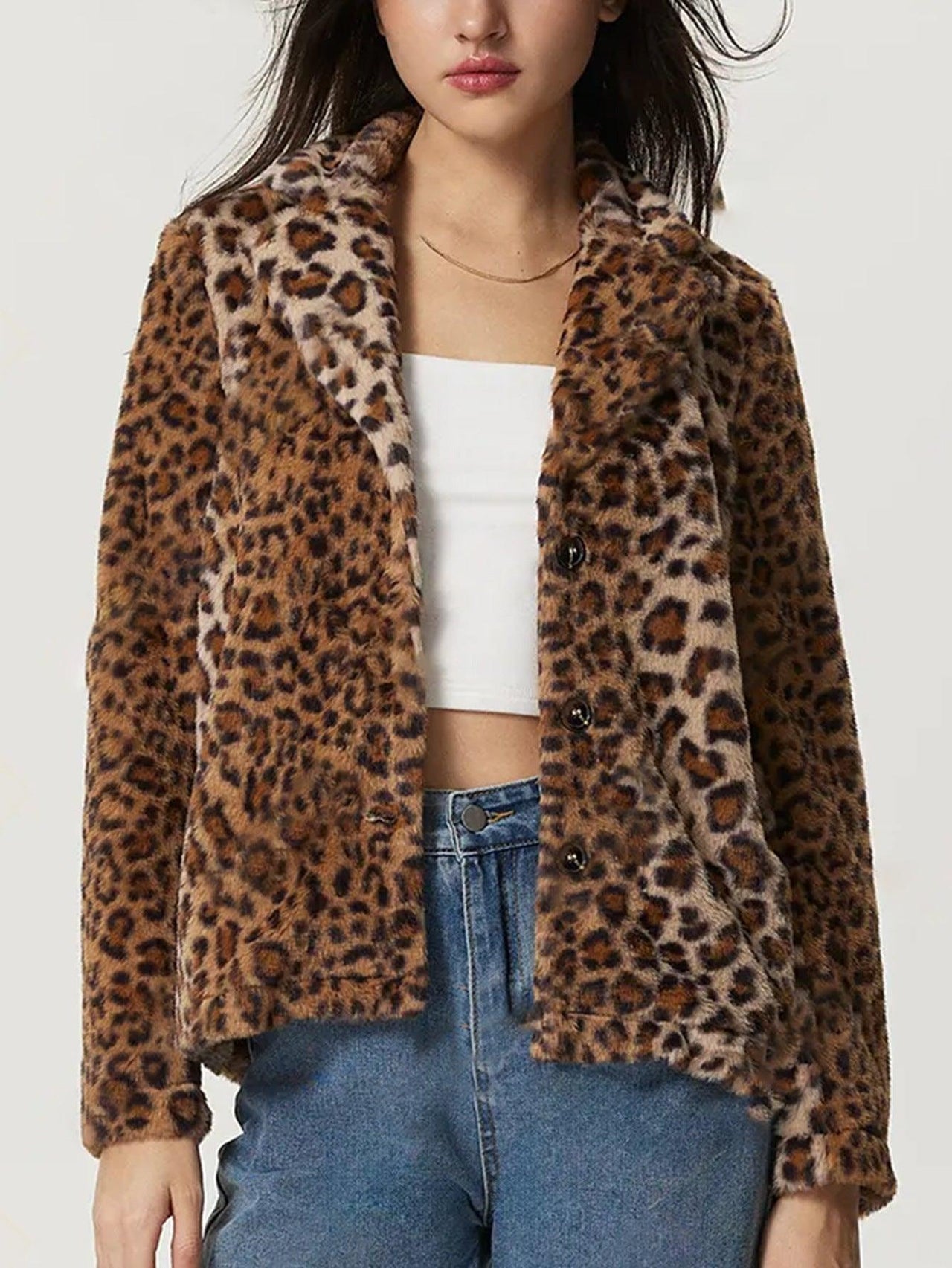 Stylish Outerwear for Women – Trendy Jackets, Coats & More for Every Season | Modestly Vogue Women Clothing Buckle Collared Thickening Leopard Print Coat - Modestly Vogue 