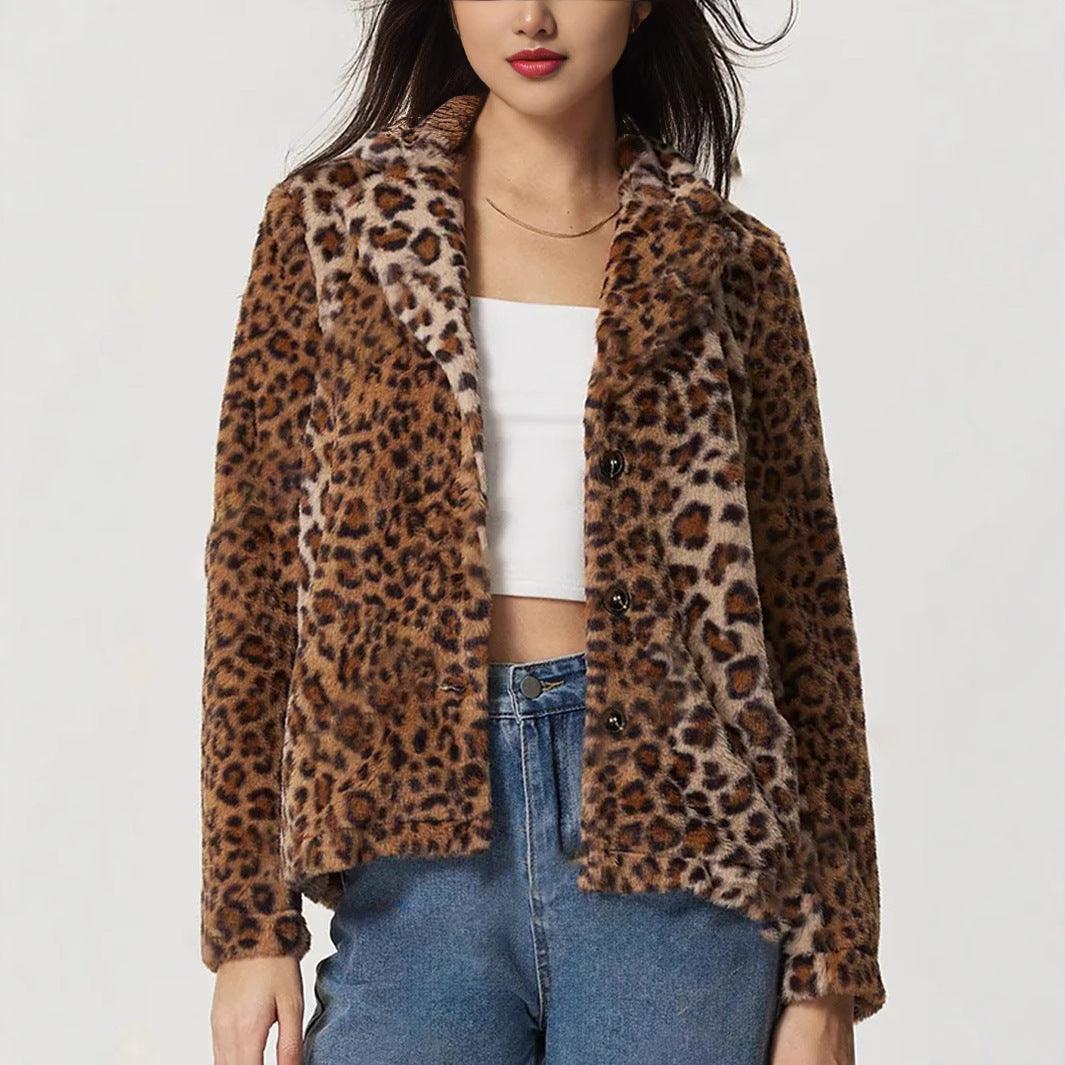 Stylish Outerwear for Women – Trendy Jackets, Coats & More for Every Season | Modestly Vogue Women Clothing Buckle Collared Thickening Leopard Print Coat - Modestly Vogue 