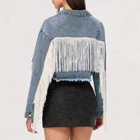 Denim Outerwear – Jackets, Coats Season | Clothing Personalized Street Short Tassel Ripped Coat - Modestly Vogue 