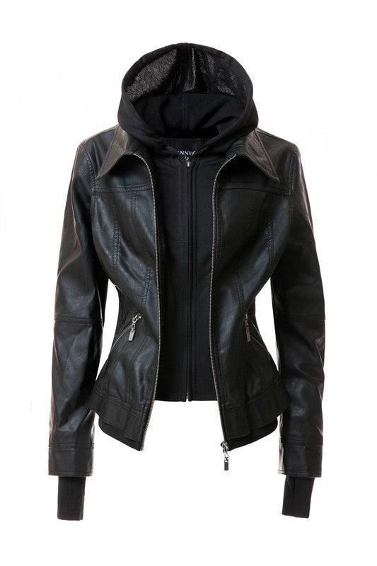 Outerwear – Jackets, Coats & More Season | 's Hood PU Leather Jacket - Modestly Vogue 