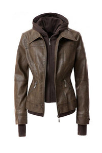 Outerwear – Jackets, Coats & More Season | 's Hood PU Leather Jacket - Modestly Vogue 