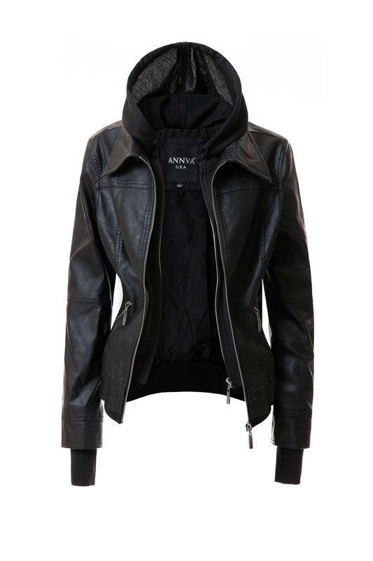 Outerwear – Jackets, Coats & More Season | 's Hood PU Leather Jacket - Modestly Vogue 