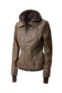 Outerwear – Jackets, Coats & More Season | 's Hood PU Leather Jacket - Modestly Vogue 